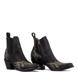 Santiags cloutées noires avec zip - Luxor zip black - Santiags femme