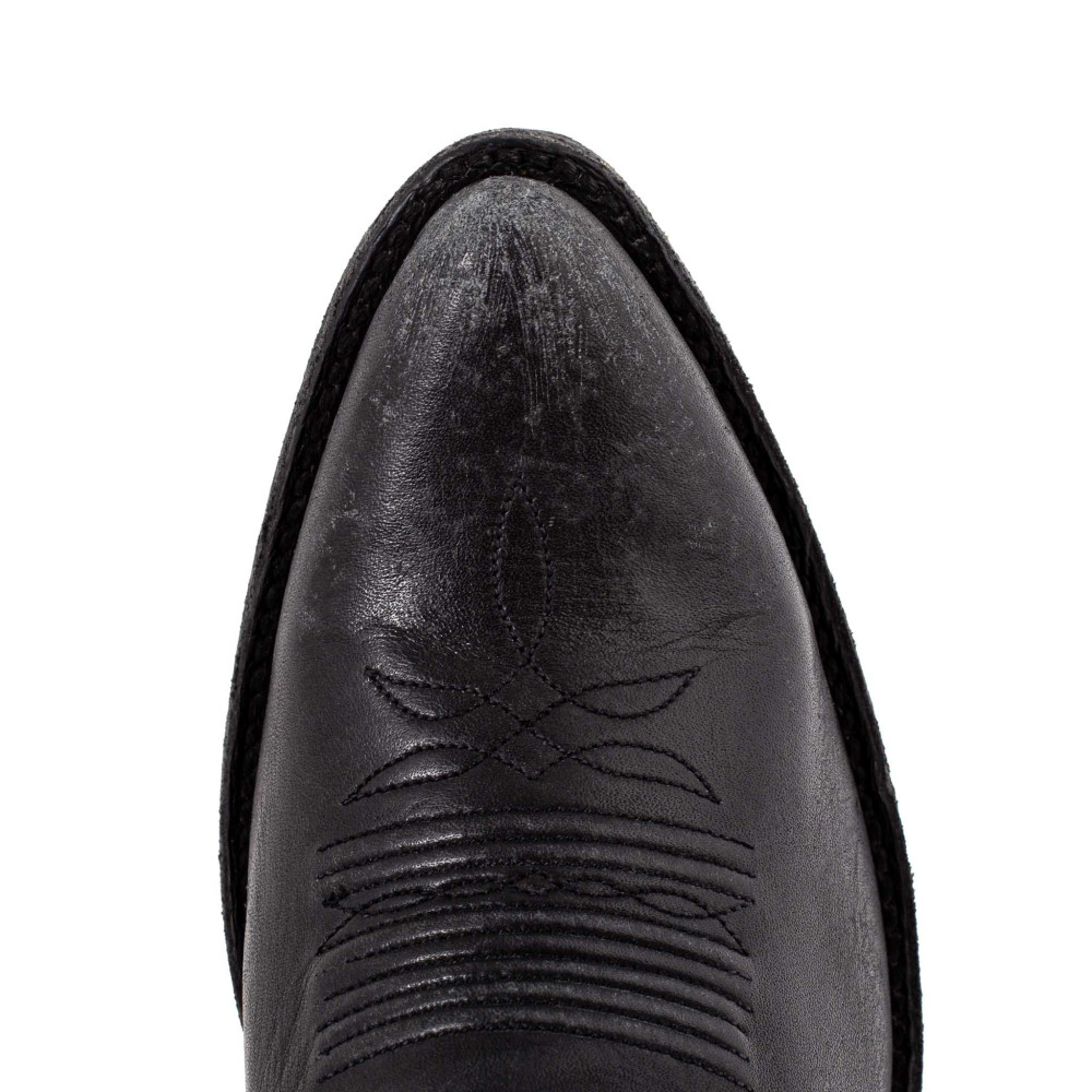 Boots à franges en cuir noir vieilli - La concha black - Santiags femme