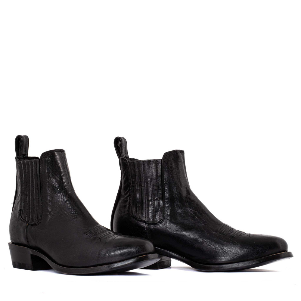 Bottines santiags noires en cuir verni - Estudio bis black - Santiags homme