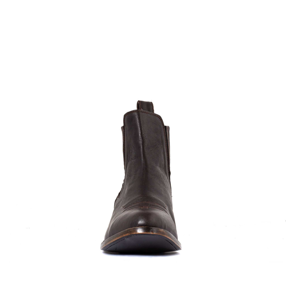 Bottines santiags en cuir verni couleur chocolat - Estudio bis chocolate - Santiags homme