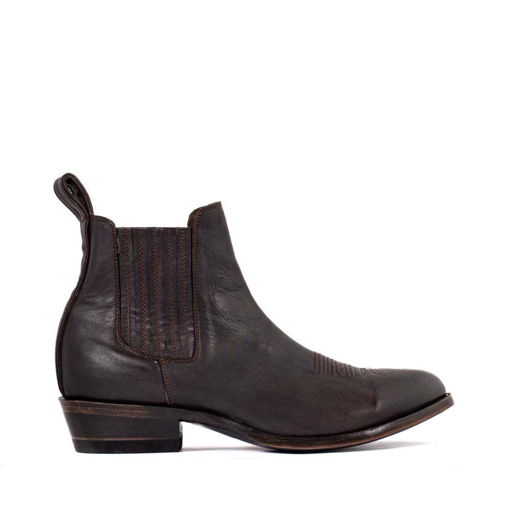 Bottines santiags en cuir verni couleur chocolat - Estudio bis chocolate - Santiags homme