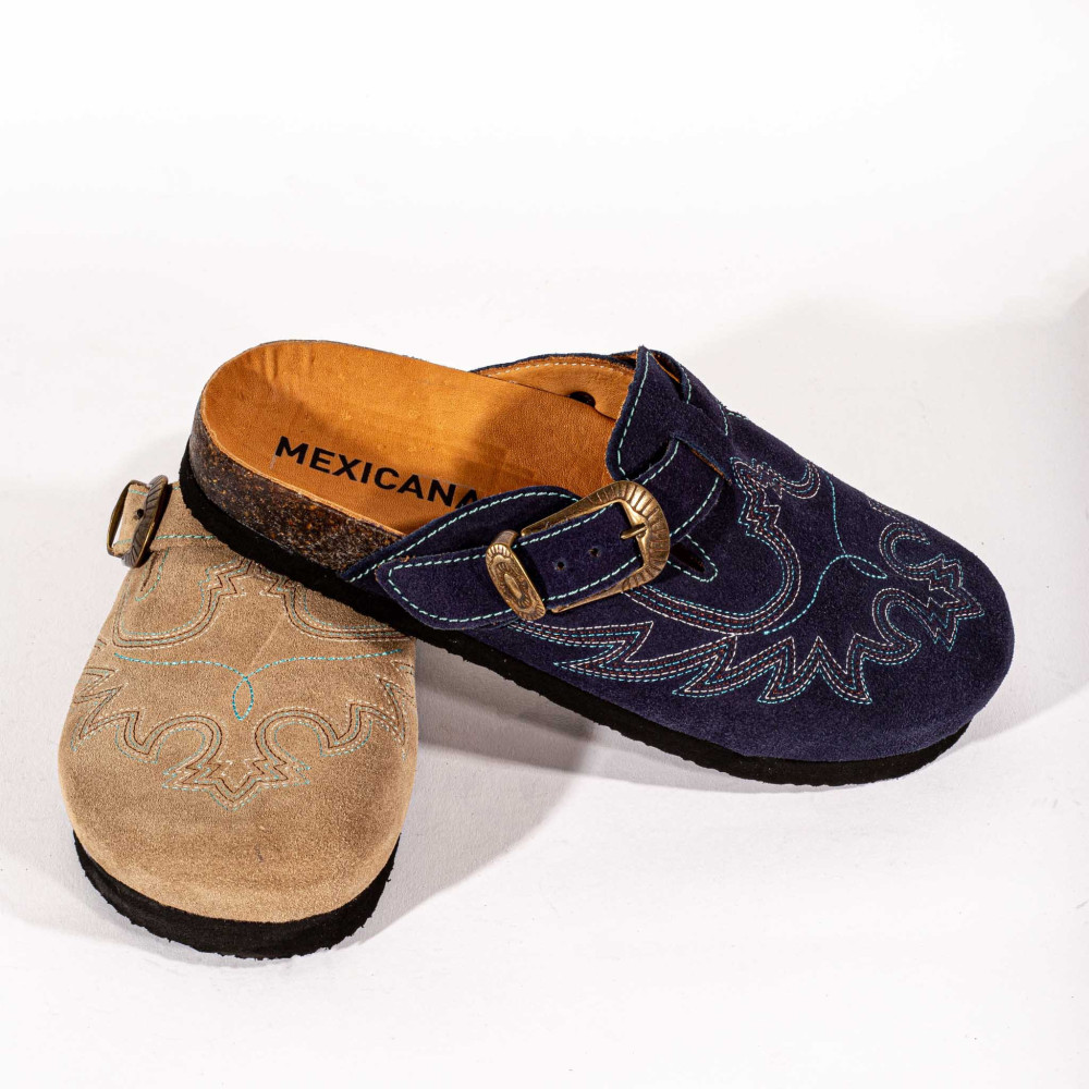 Sabots western - Bahia suede navy - Sabots femme