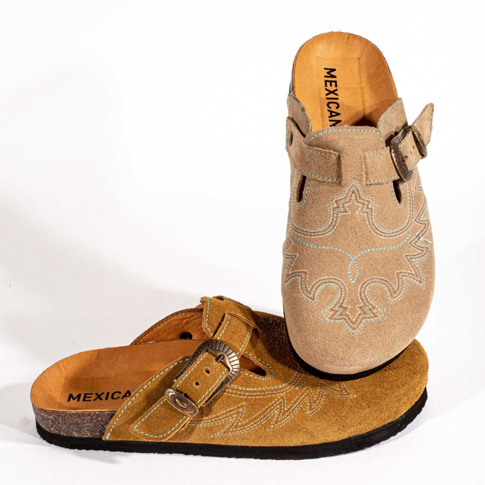 Sabots western - Bahia suede camel - Sabots femme