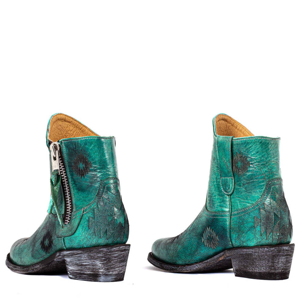 Boots turquoises avec motifs gravés - Toluca turquesa - Santiags femme