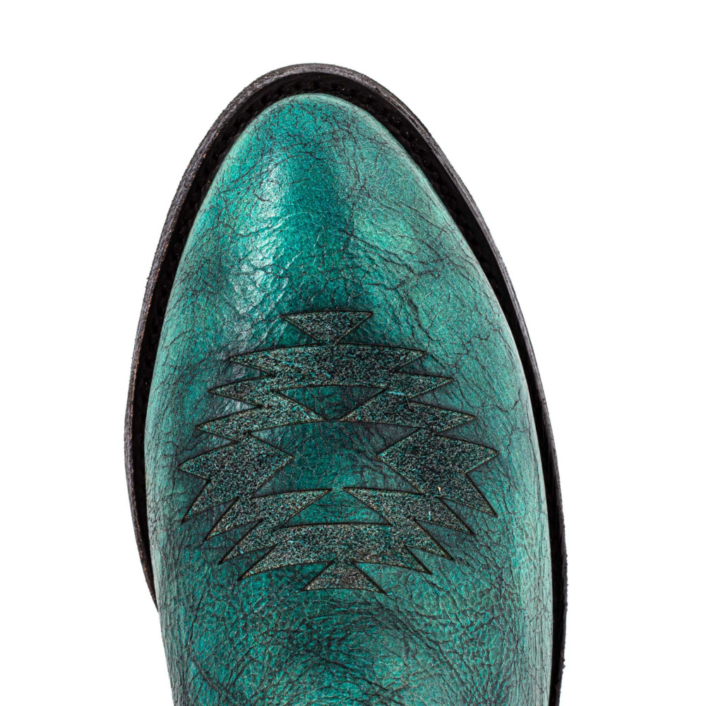 Boots turquoises avec motifs gravés - Toluca turquesa - Santiags femme