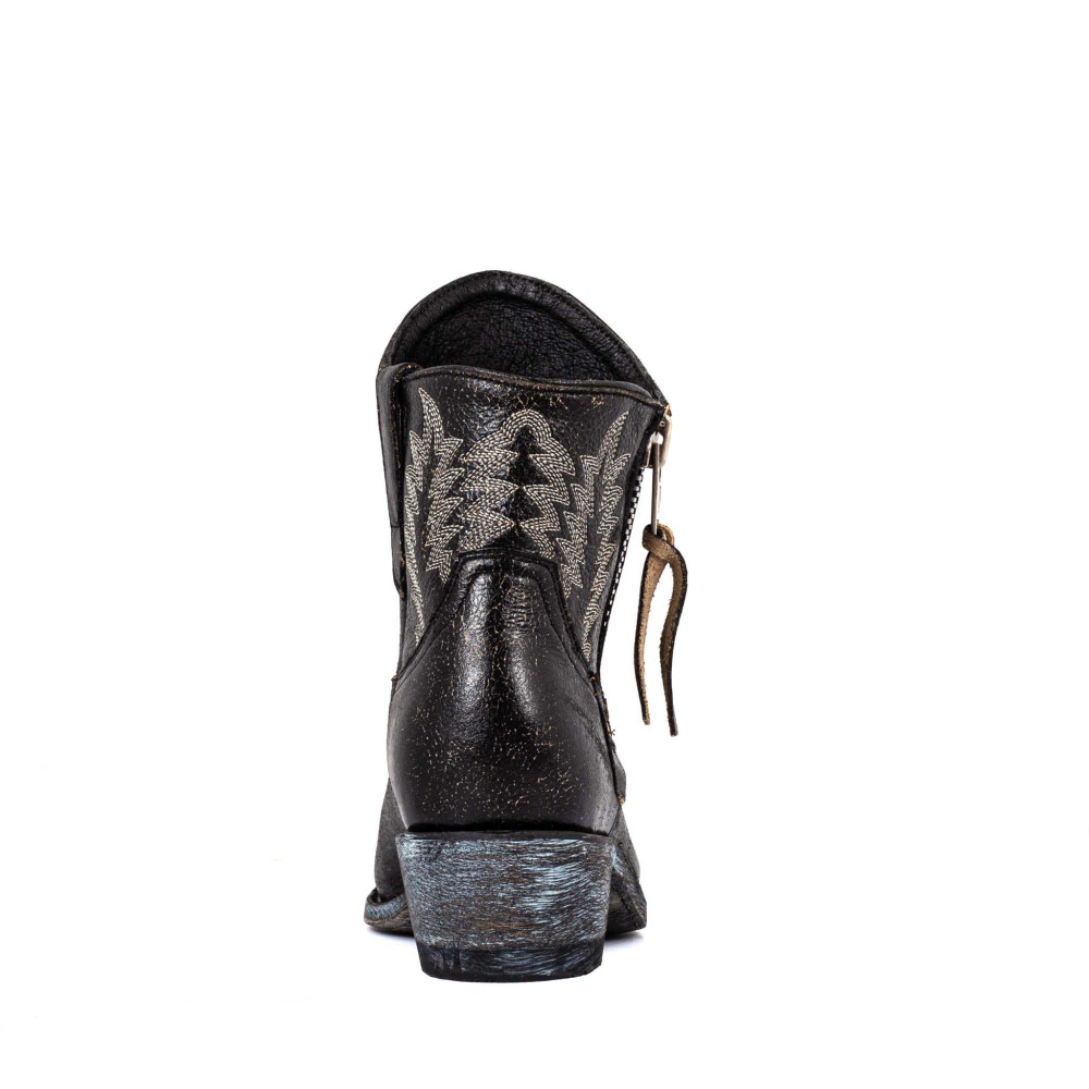 Bottines santiags en cuir noir craquelé - Razz 6 black - Santiags femme