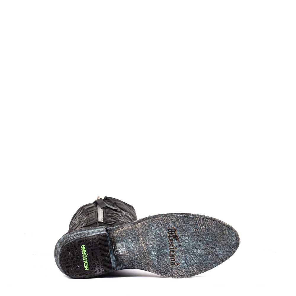 Bottes brillantes en cuir noir avec zip - Maguey black - Santiags femme