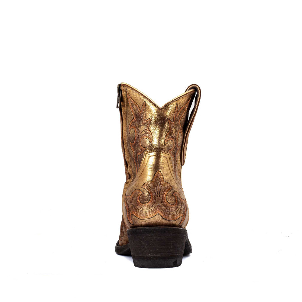 Boots à fleurs brillantes en cuir doré - Agave gold - Santiags femme