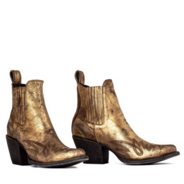 Santiags Gaucho gold| Style doré usé et couture longue | Mexicana