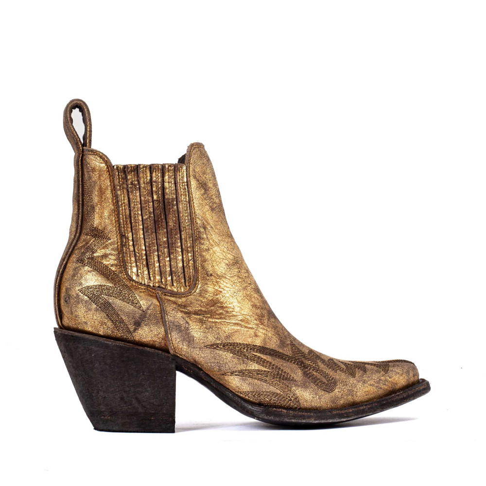 Santiags Gaucho gold| Style doré usé et couture longue | Mexicana