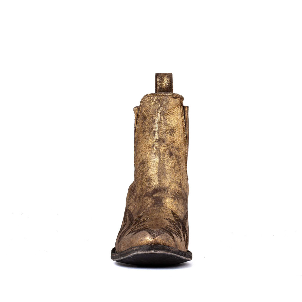 Santiags Gaucho gold| Style doré usé et couture longue | Mexicana