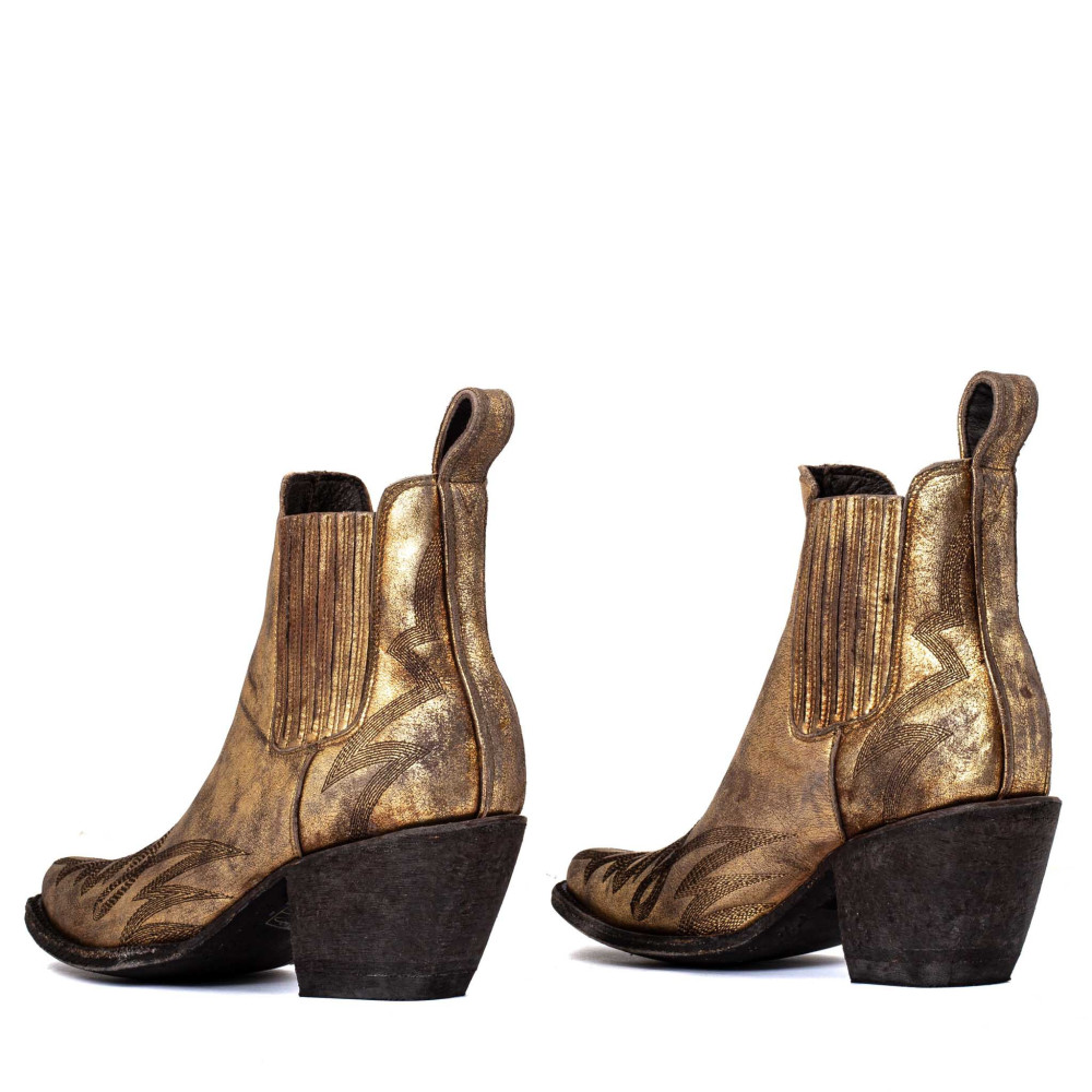 Santiags Gaucho gold| Style doré usé et couture longue | Mexicana