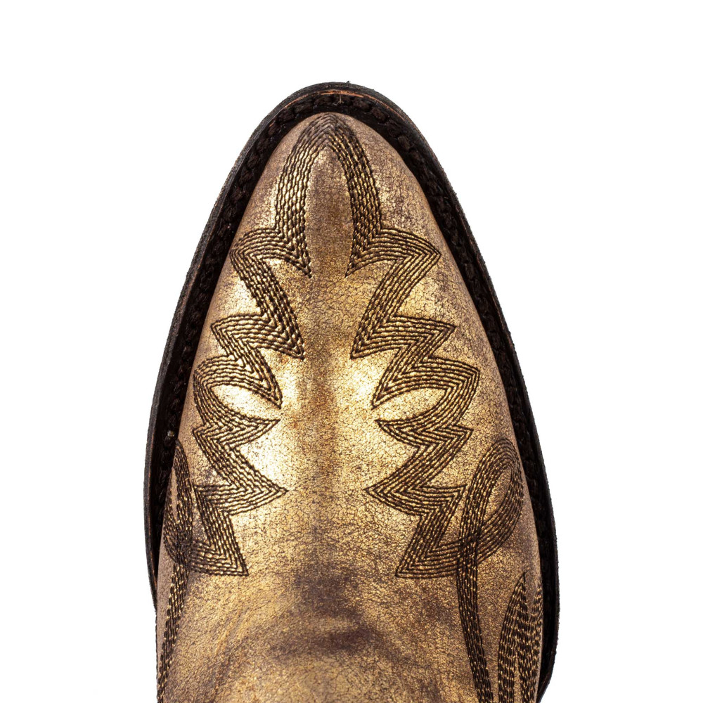 Santiags Gaucho gold| Style doré usé et couture longue | Mexicana