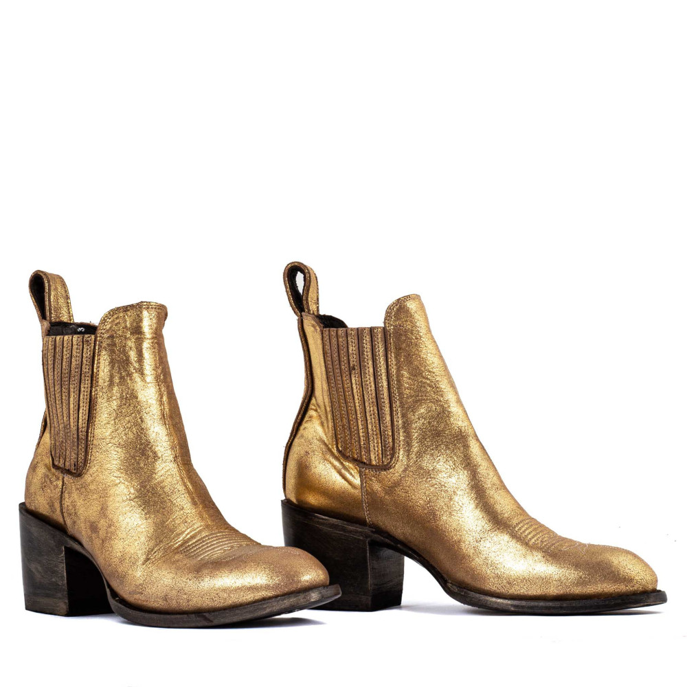 Bottines santiag dorées à bout rond - Estudio bis gold - Santiags femme