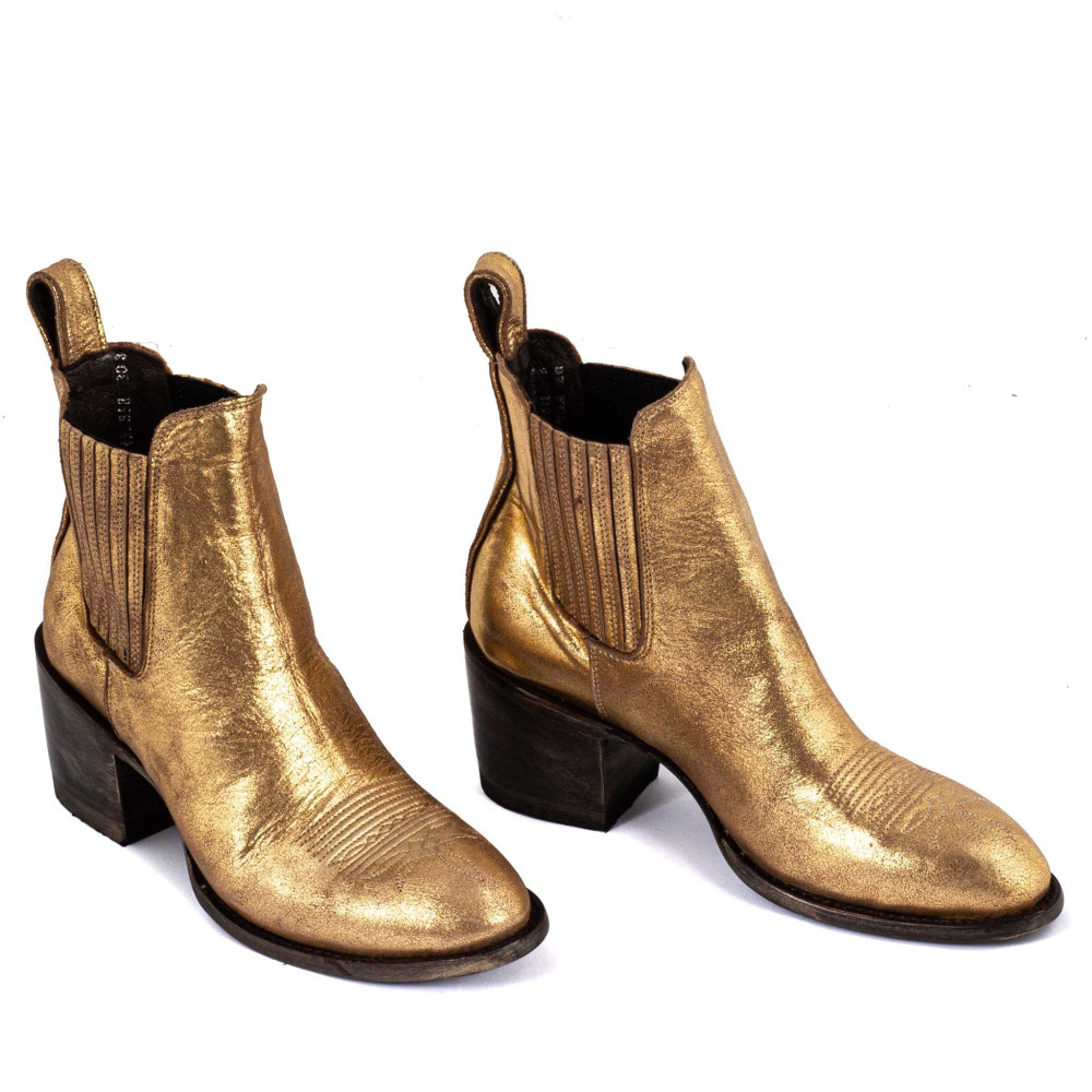 Bottines santiag dorées à bout rond - Estudio bis gold - Santiags femme