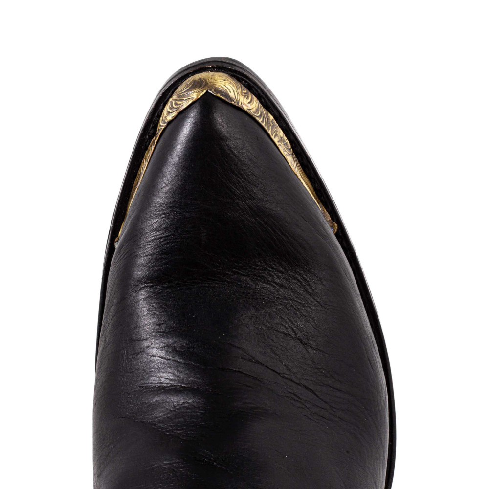 Bottines Mexicana en cuir de veau avec fermeture zippée et embouts métalliques et intérieur rouge