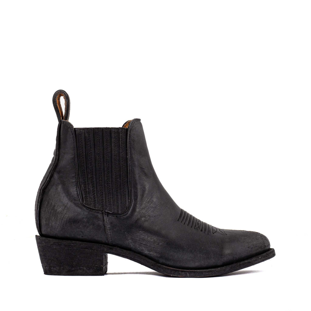 Bottines santiag en cuir noir viellis - Estudio bis black - Santiags femme