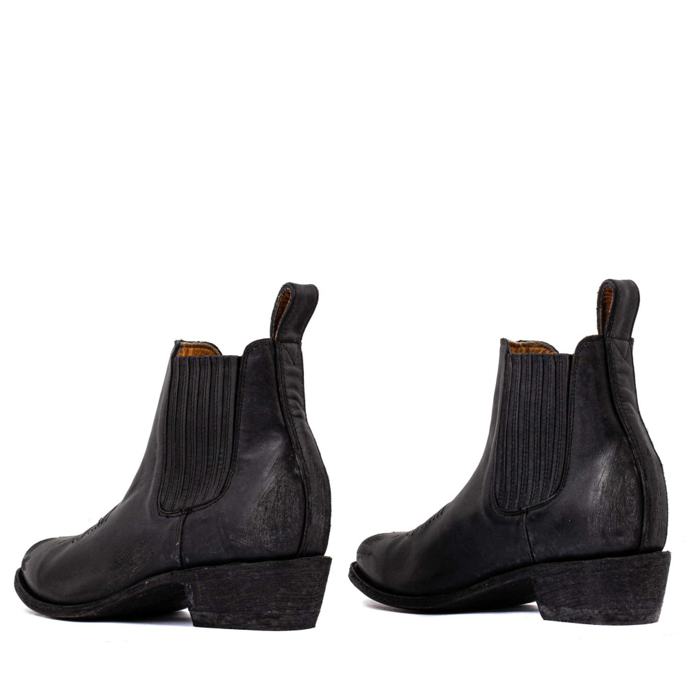 Bottines santiag en cuir noir viellis - Estudio bis black - Santiags femme