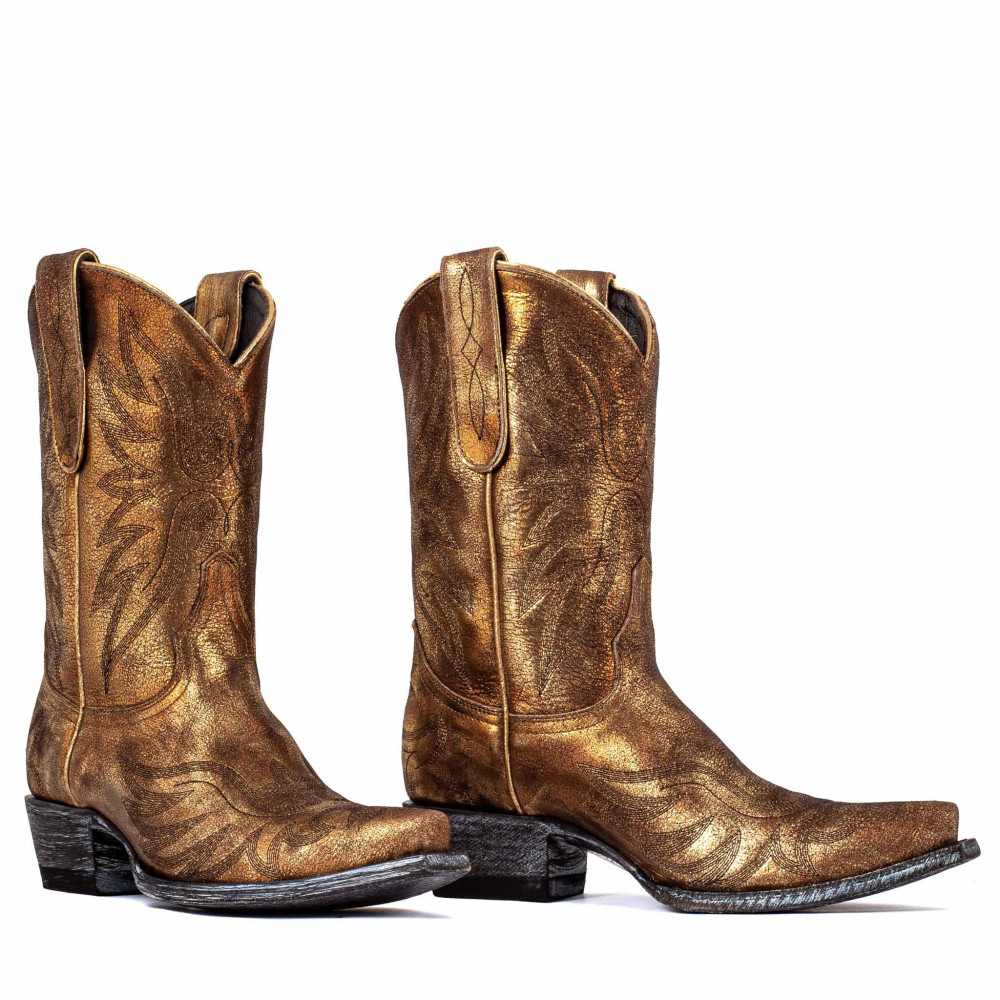 Bottes santiags dorées et motif aigle - Aguila gold used - Santiags femme