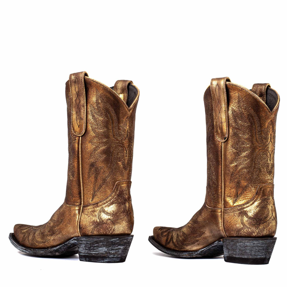 Bottes santiags dorées et motif aigle - Aguila gold used - Santiags femme