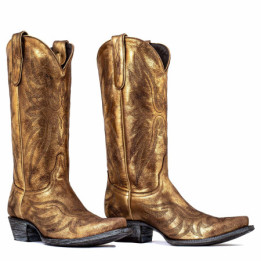 Bottes santiags dorés avec motif aigle - Aguila Mex 13 gold used - Santiags femme