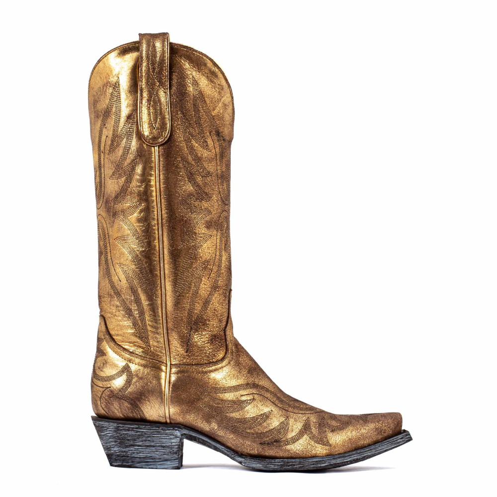 Bottes santiags dorés avec motif aigle - Aguila Mex 13 gold used - Santiags femme