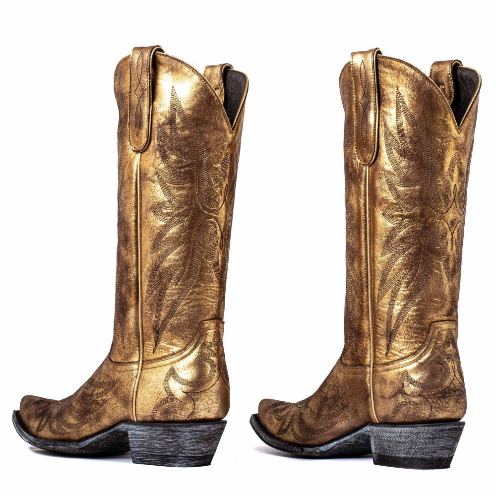 Bottes santiags dorés avec motif aigle - Aguila Mex 13 gold used - Santiags femme