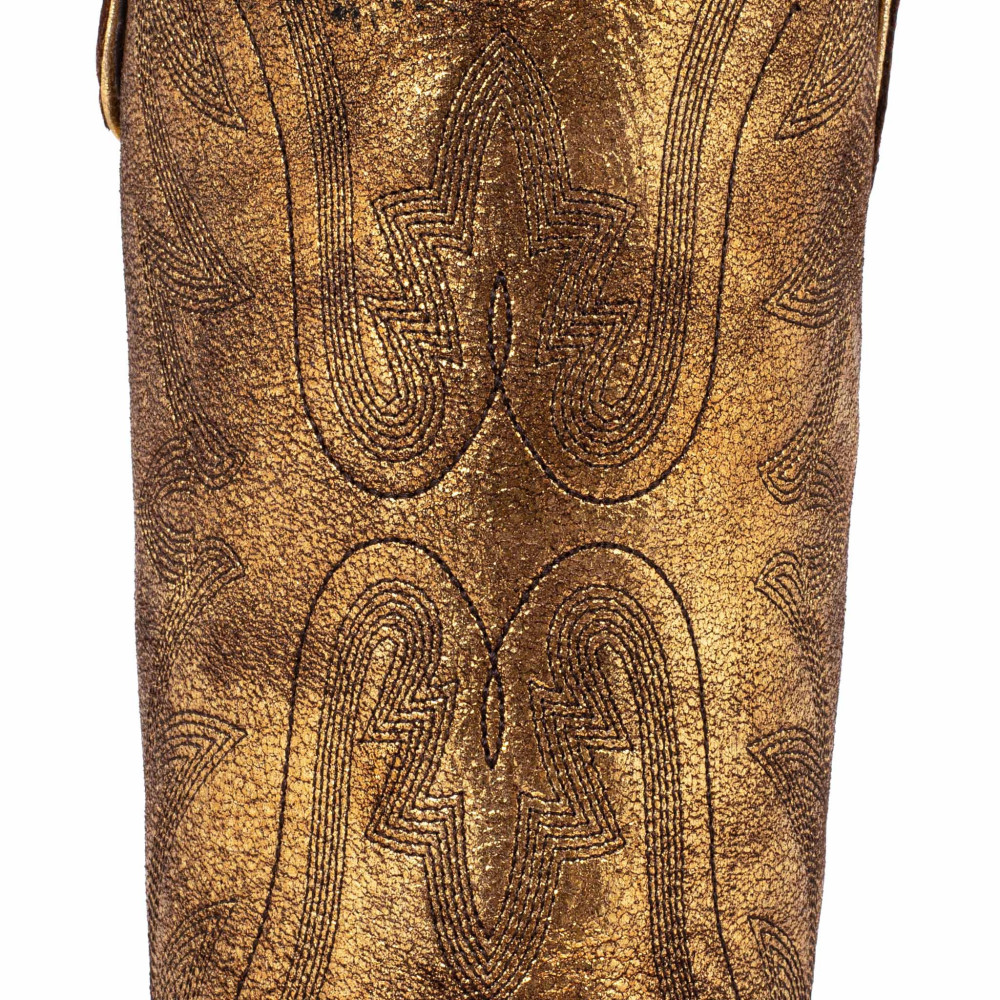 Bottes santiags dorés avec motif aigle - Aguila Mex 13 gold used - Santiags femme