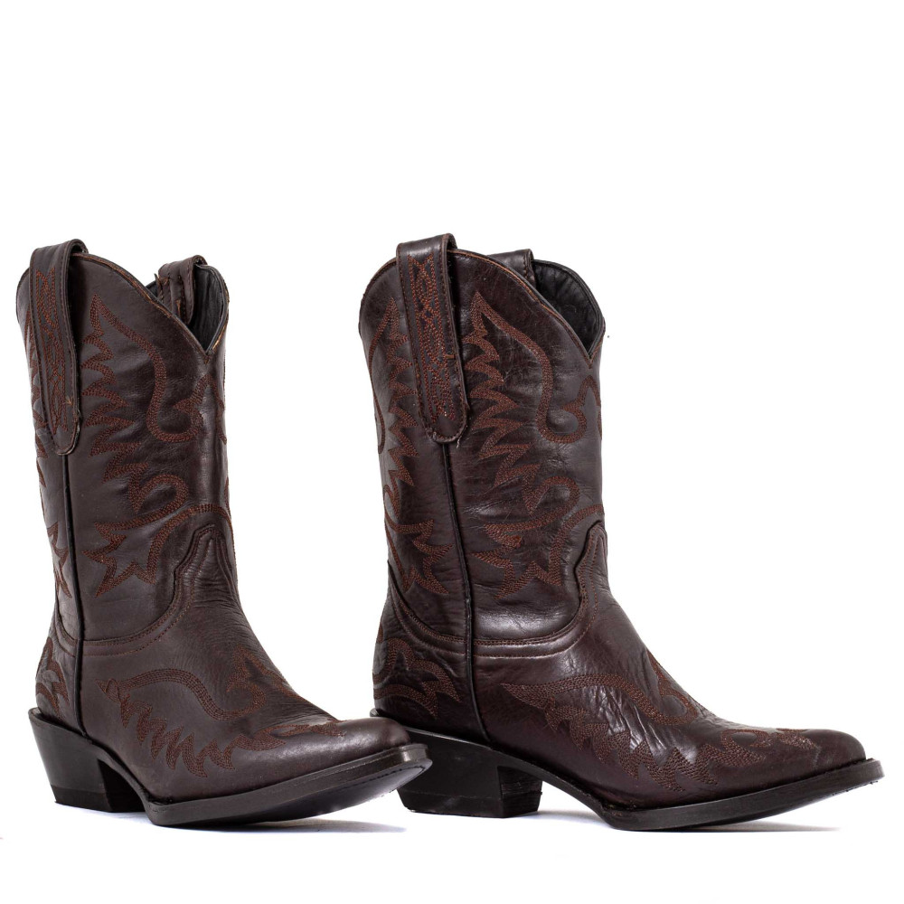 Bottes santiags en cuir de veau - Chiquita becerro cafe - Santiags femmes