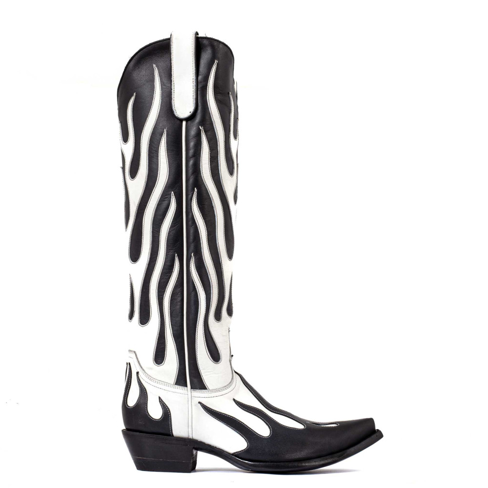 Bottes Santiags a bout pointu avec motifs flamme - Fire - Santiags femme