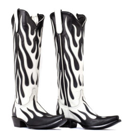 Bottes Santiags a bout pointu avec motifs flamme - Fire - Santiags femme