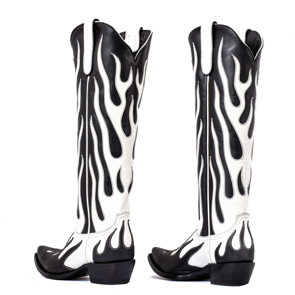 Bottes Santiags a bout pointu avec motifs flamme - Fire - Santiags femme