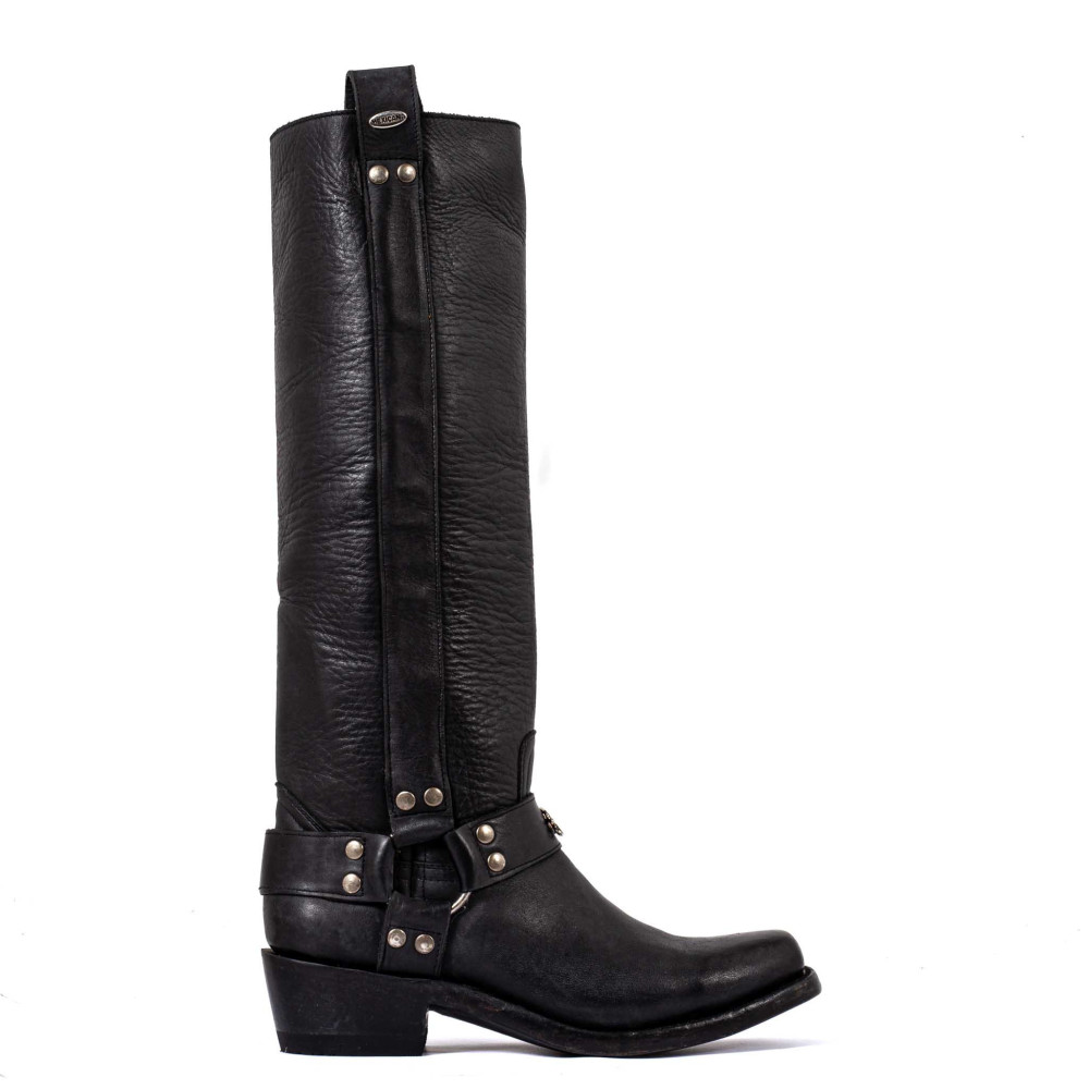 Bottes de moto a bout carré  - Candela 16 black - Santiags femme