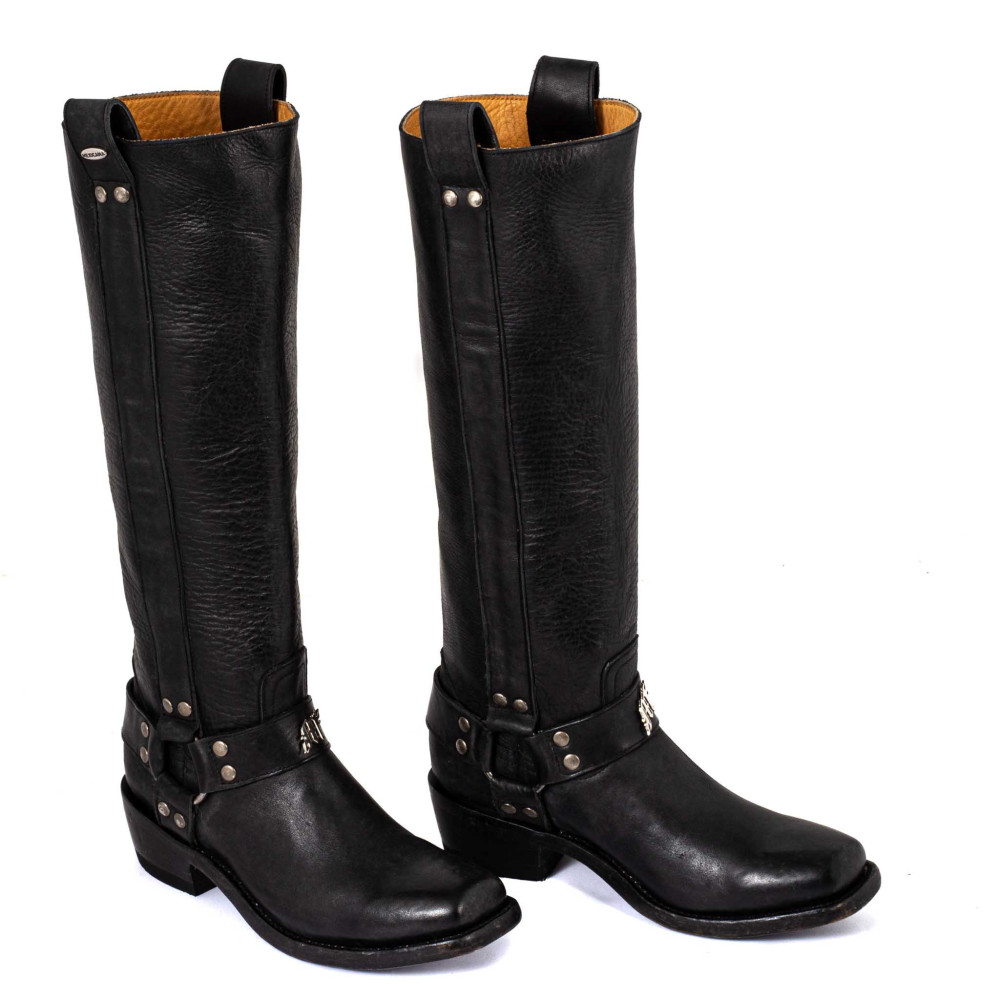 Bottes de moto a bout carré  - Candela 16 black - Santiags femme