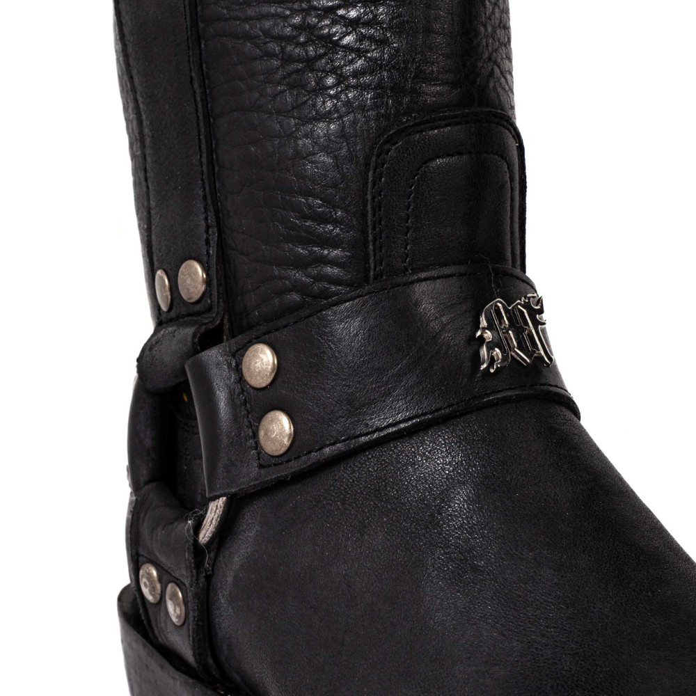 Bottes de moto a bout carré  - Candela 16 black - Santiags femme