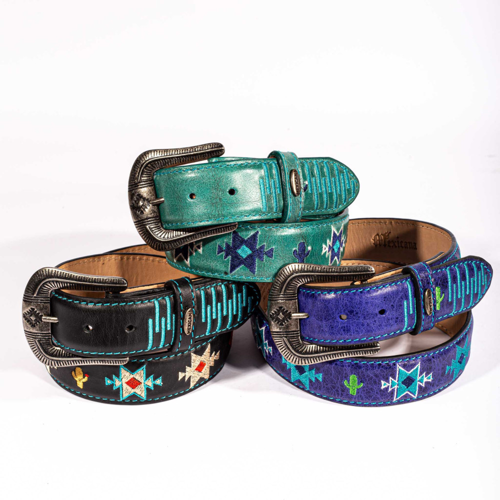 Ceinture cowboy en cuir turquoise, boucle interchangeable - Chill sonora Turquesa