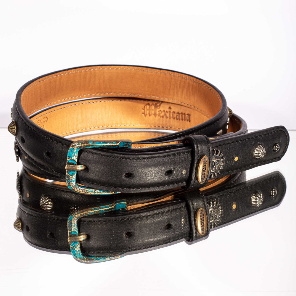 Ceinture fine pour femme ornée de bijoux, boucle interchangeable - Sayulita blue jean Vesuvio