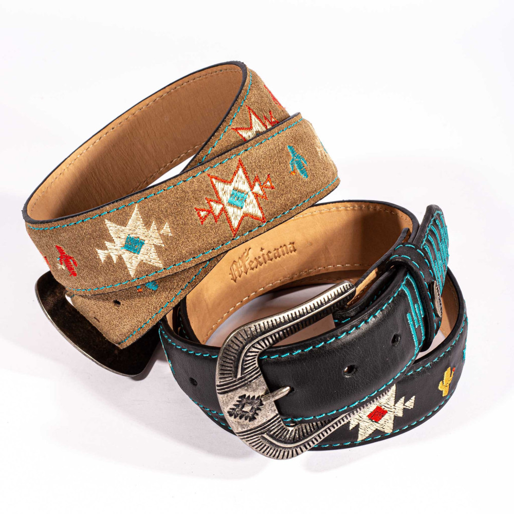 Ceinture cowboy en cuir suede, boucle interchangeable - Chill tan suede