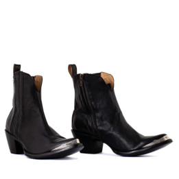 Bottines santiags noires avec embouts métalliques -  Monalisa métal - Santiags femme