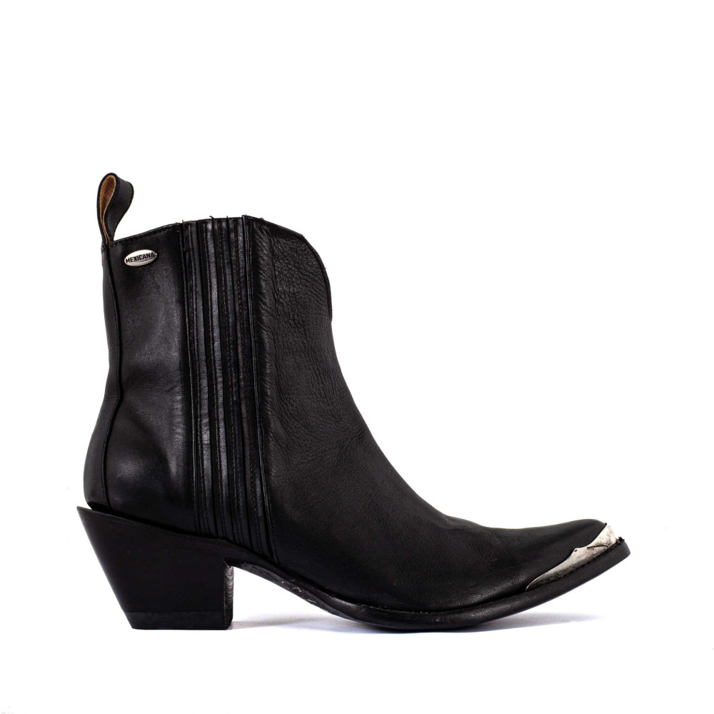 Bottines santiags noires avec embouts métalliques -  Monalisa métal - Santiags femme