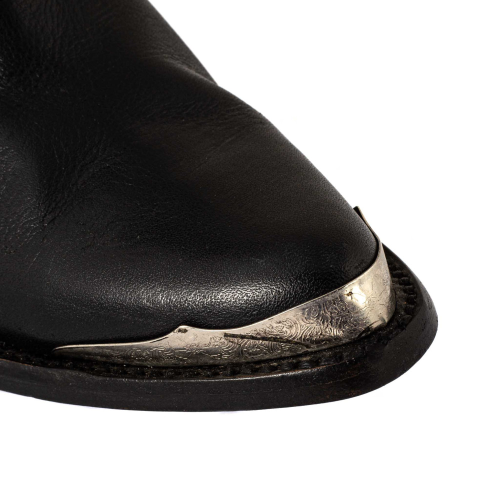 Bottines santiags noires avec embouts métalliques -  Monalisa métal - Santiags femme