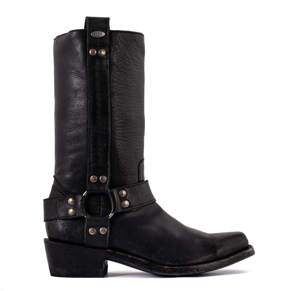 Bottes de moto a bout carré  - Candela black - Santiags femme