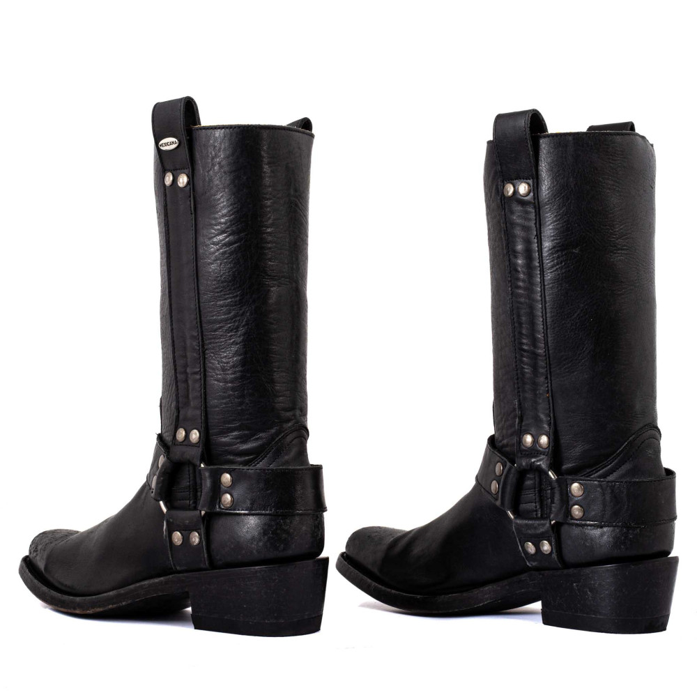 Bottes de moto a bout carré  - Candela black - Santiags femme