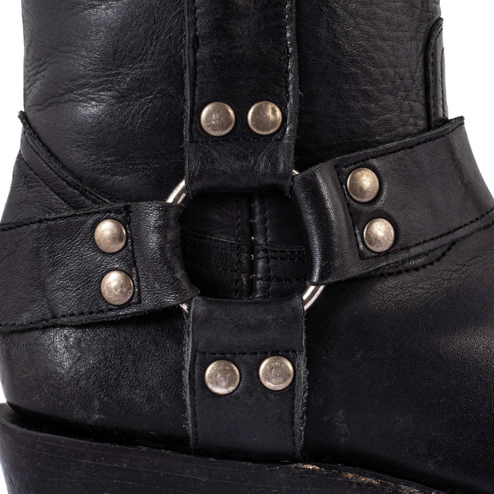 Bottes de moto a bout carré  - Candela black - Santiags femme