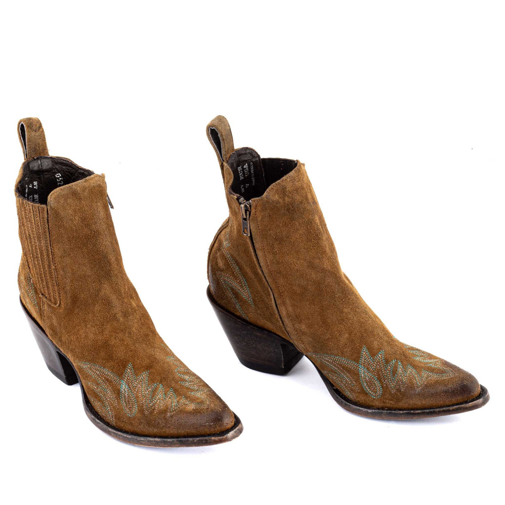 Santiags basses en cuir suede vieillis - Fury bentley - Santiags femme