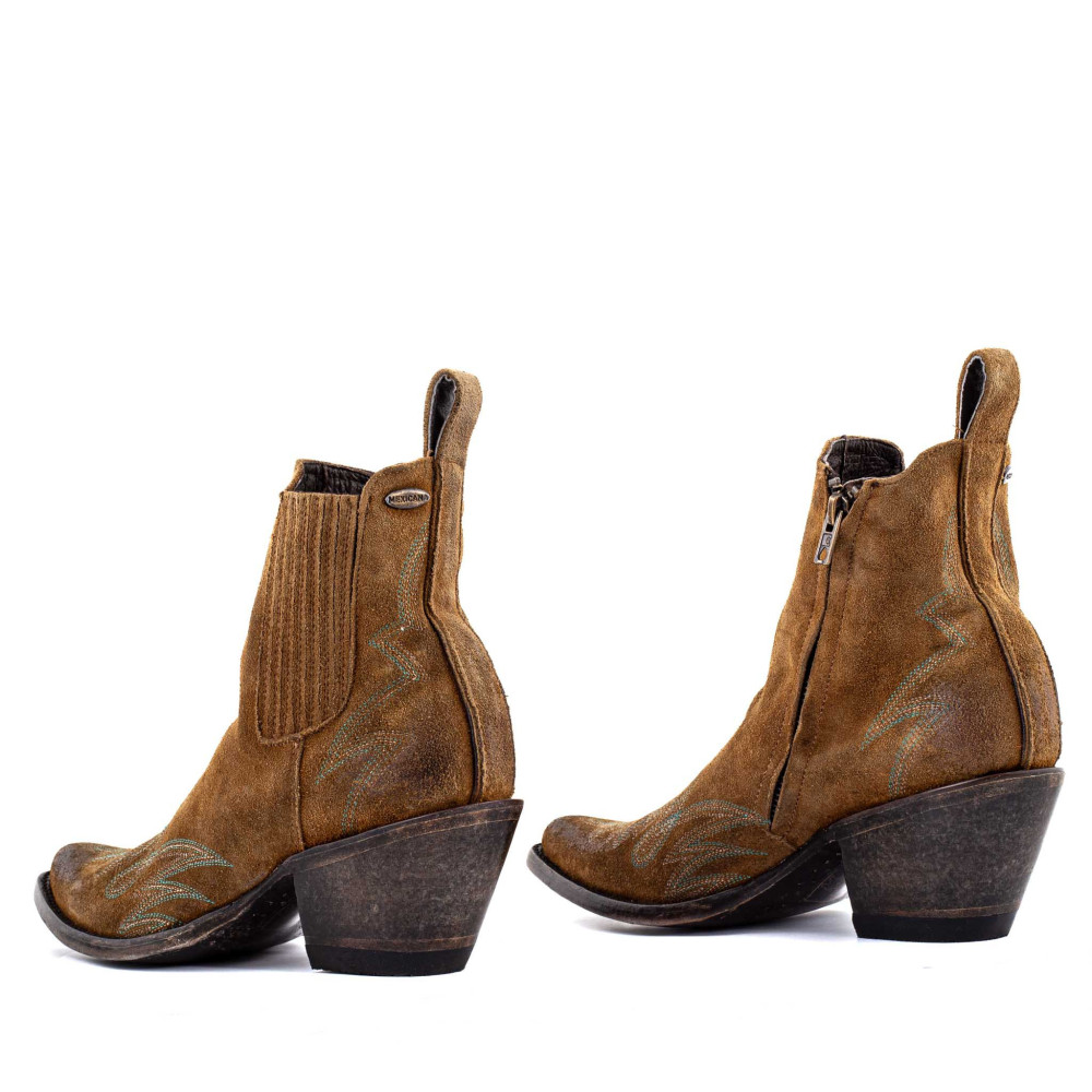 Santiags basses en cuir suede vieillis - Fury bentley - Santiags femme
