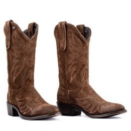 Bottes santiags a bout rond et a motif aigle - Aguila mex 11 suede BROWN - Santiags femme