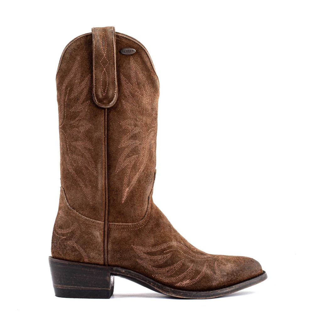 Bottes santiags a bout rond et a motif aigle - Aguila mex 11 suede BROWN - Santiags femme