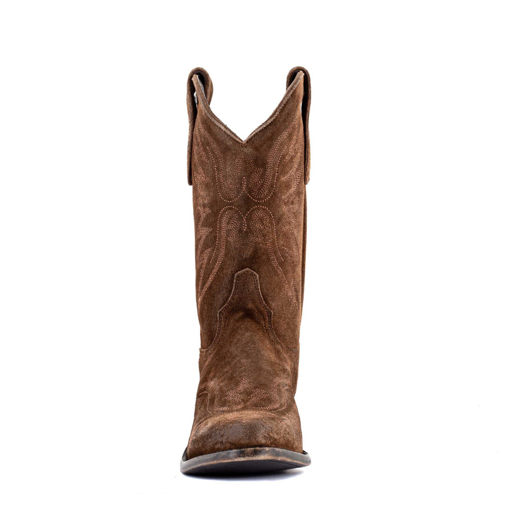 Bottes santiags a bout rond et a motif aigle - Aguila mex 11 suede BROWN - Santiags femme