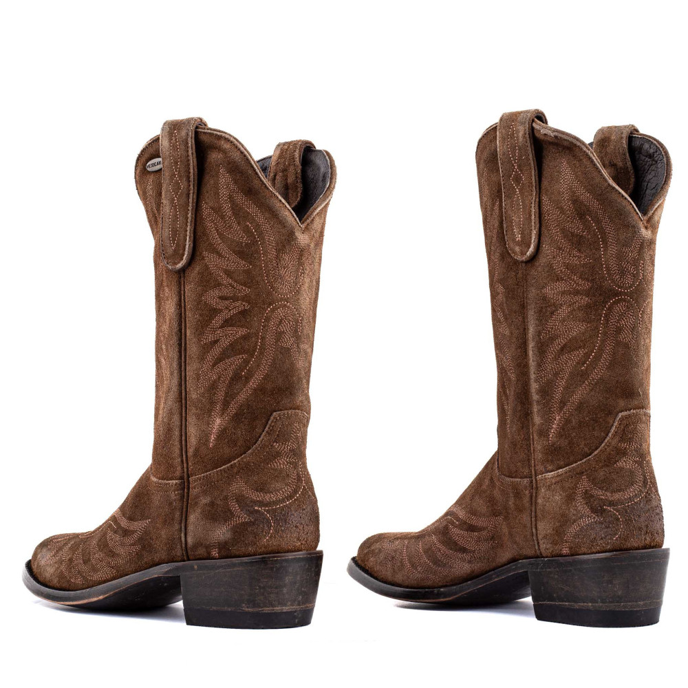 Bottes santiags a bout rond et a motif aigle - Aguila mex 11 suede BROWN - Santiags femme